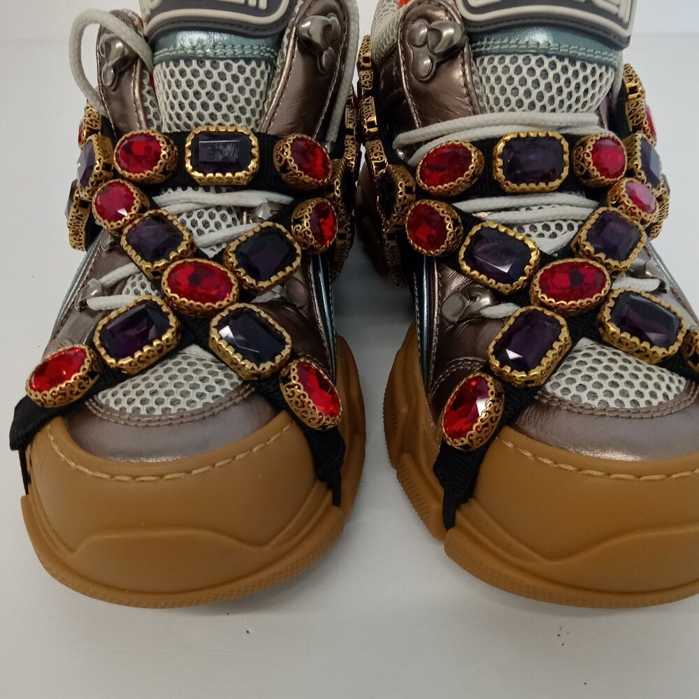 GUCCI Women's 'Multicolor' Flashtrek Sneakers w/ Crystals - EU36/US6 - Picture 4 of 13